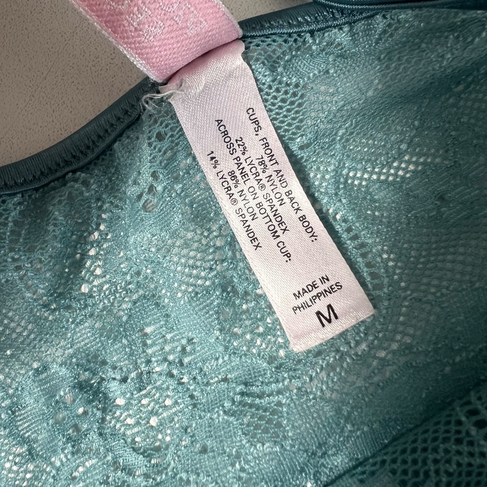 Victoria's Secret Baby Doll Lace Camisole Women M Teal Sheer Floral Fairy Y2K - Picture 4 of 7